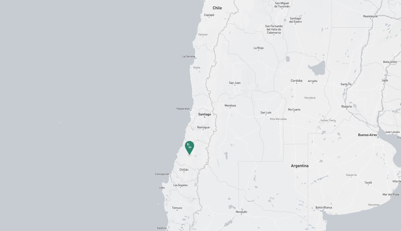 Project location marked on a map showing a section of western South America