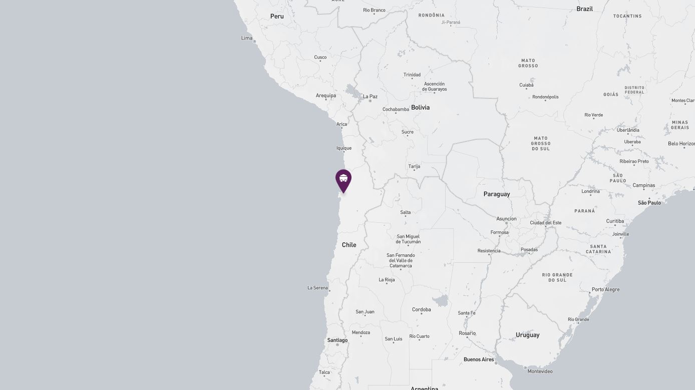Project location marked on a map showing a section of southern South America