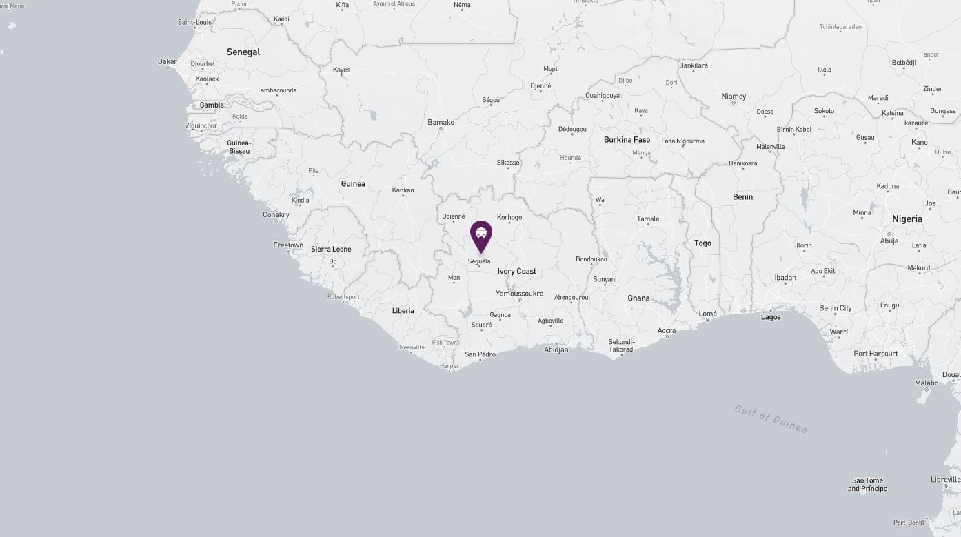 Project location marked on a map showing a section of western Africa