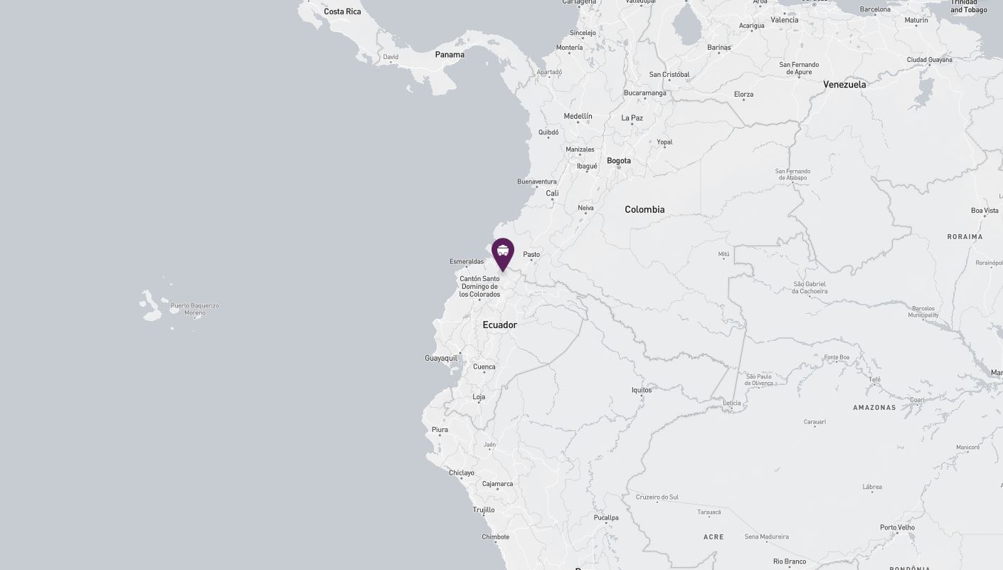 Project location marked on a map showing a section of western South America