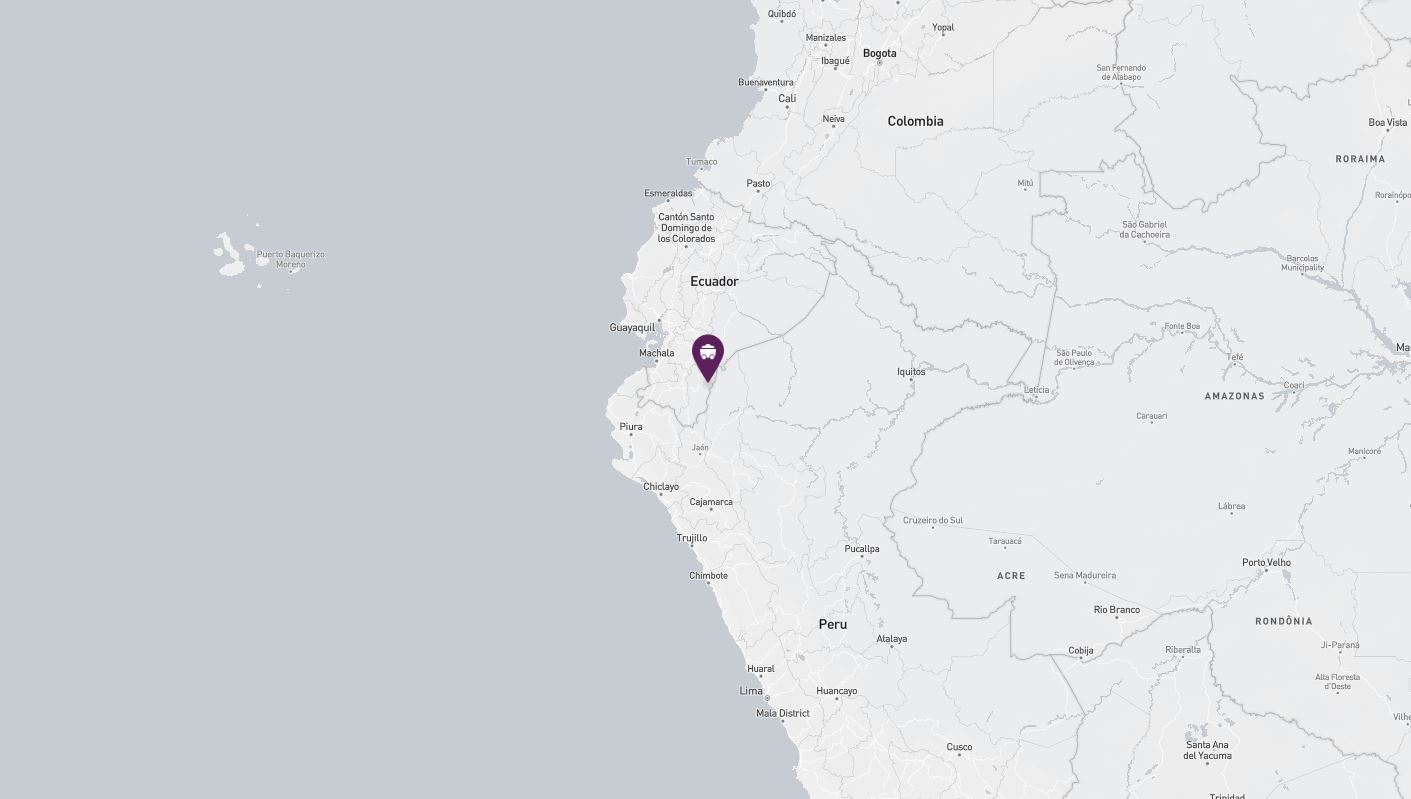 Project location marked on a map showing a section of western South America