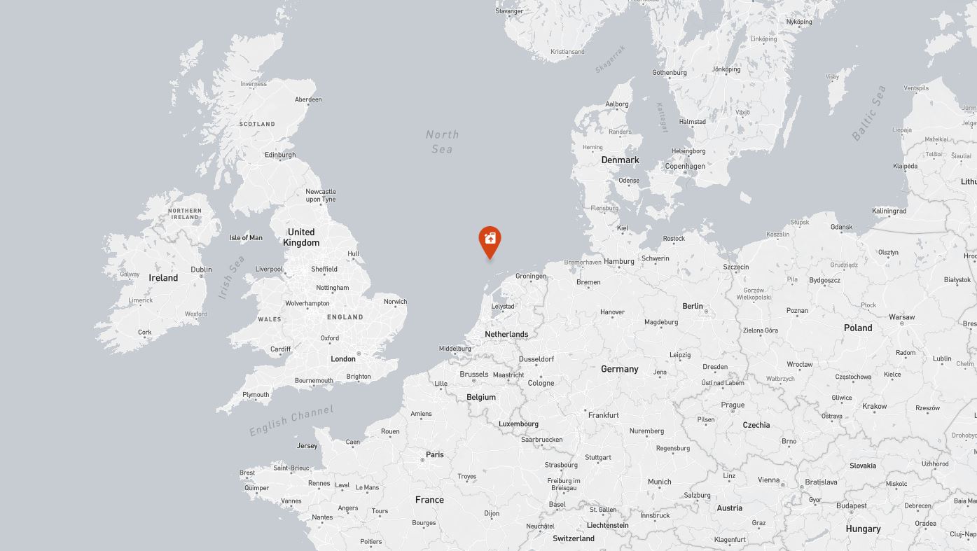 Project location marked on a map showing a section of northern Europe and the North Sea