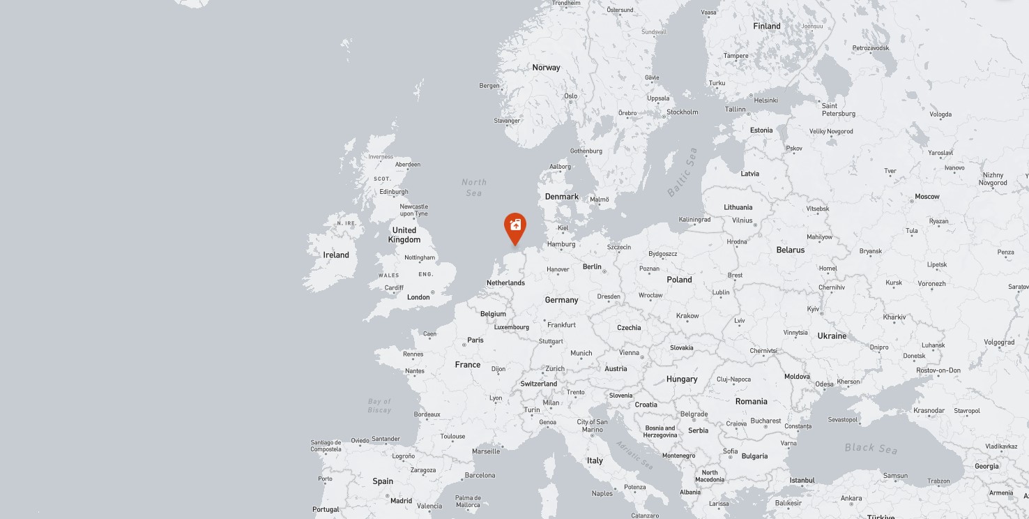 Project location marked on a map showing a section of Europe and the North Sea