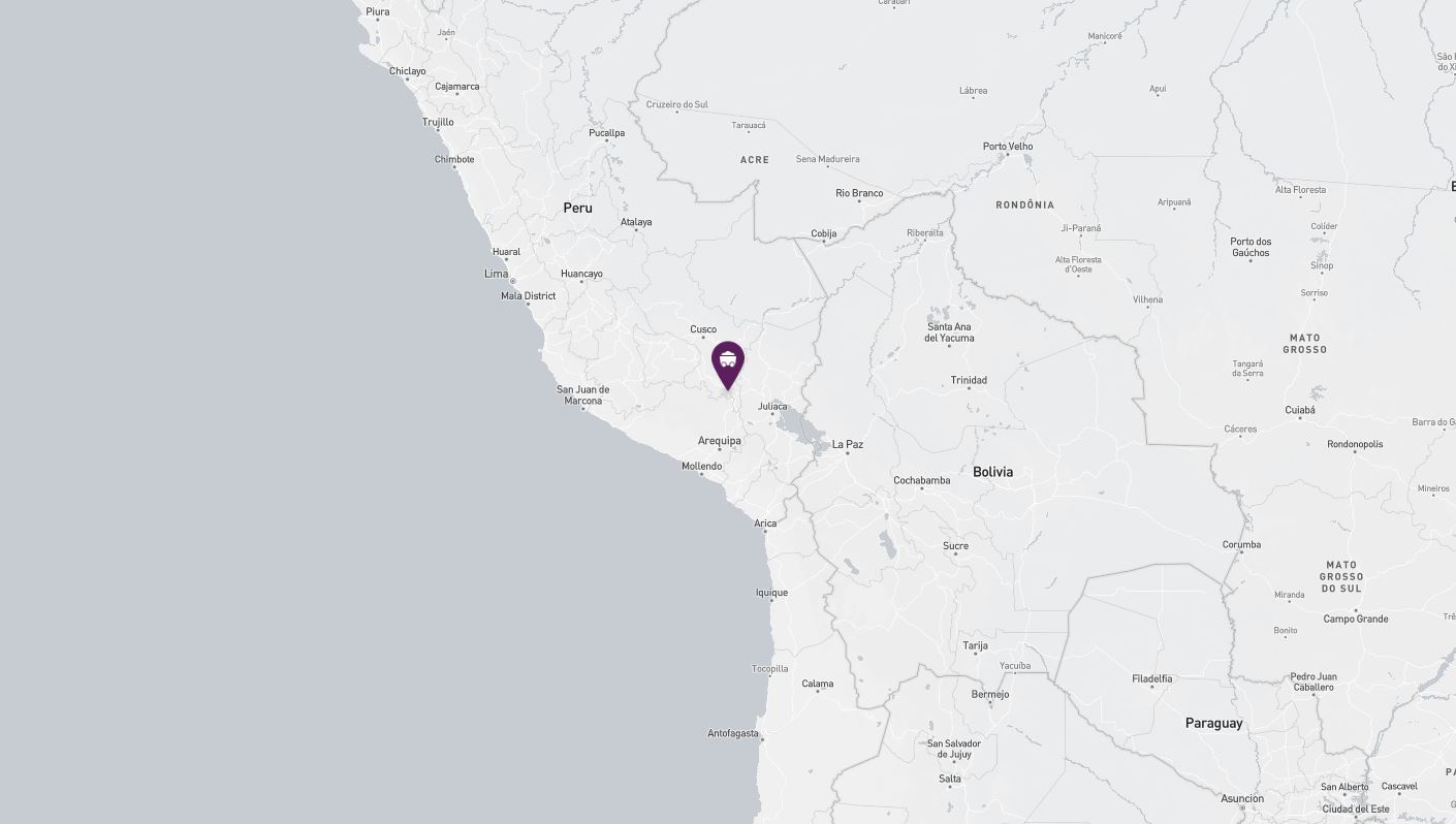 Project location marked on a map showing a section of western South America