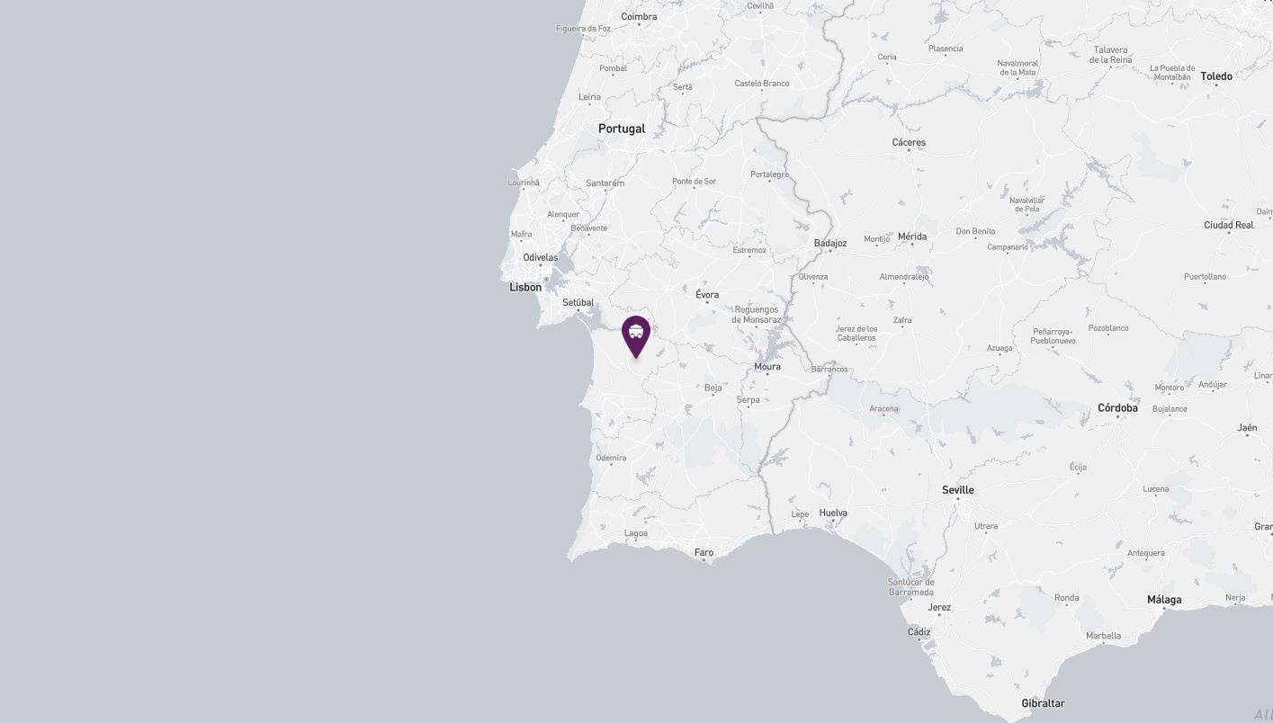 Project location marked on a map showing a section of southwestern Portugal