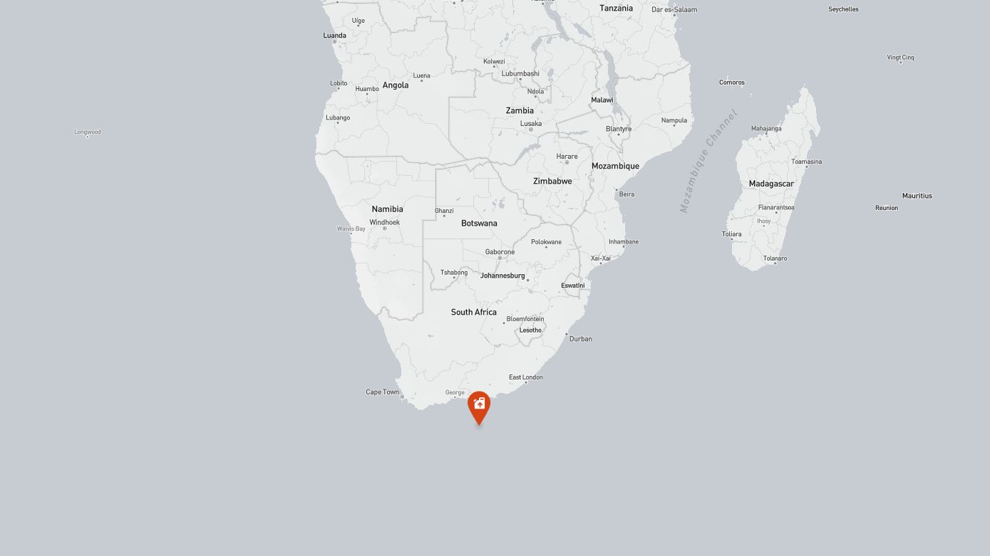 Project location marked on a map showing a section of southern Africa