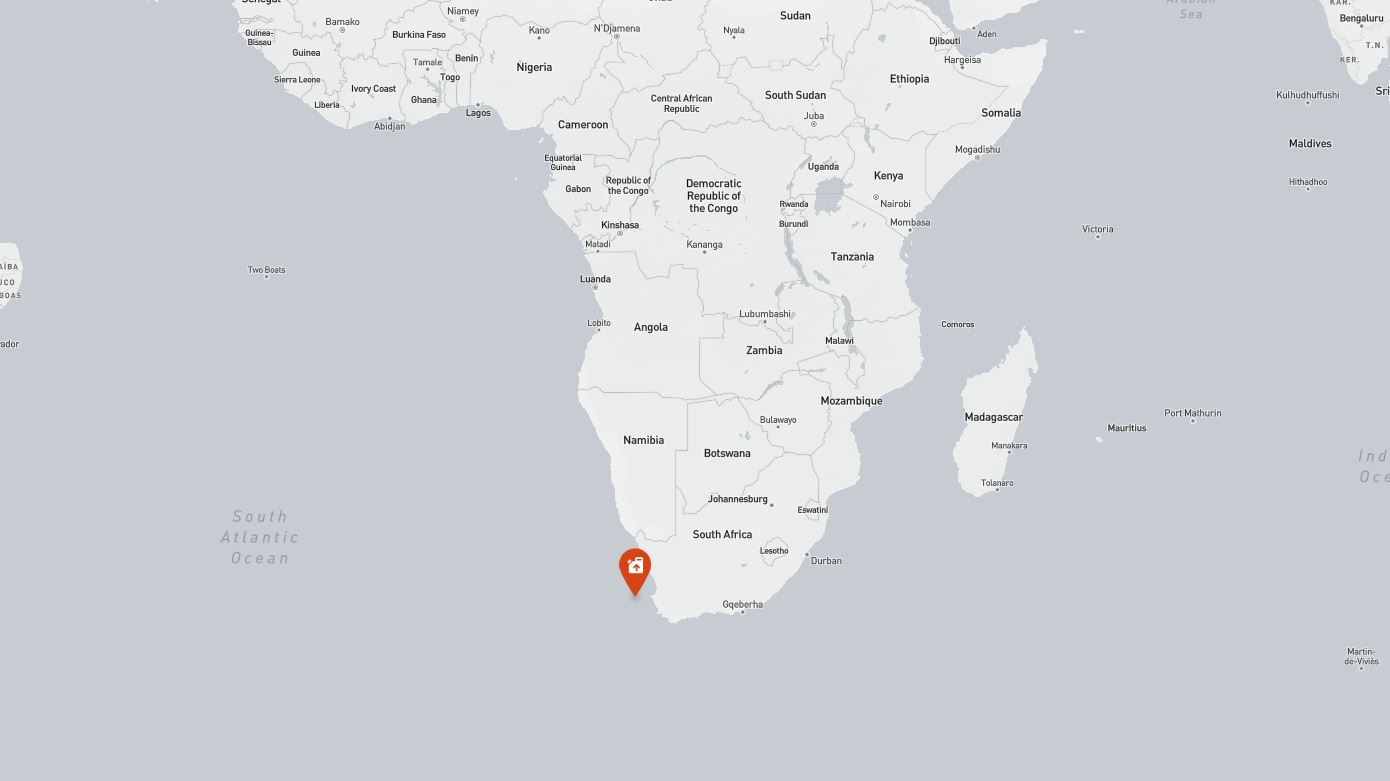 Project location marked on a map showing a section of southern Africa