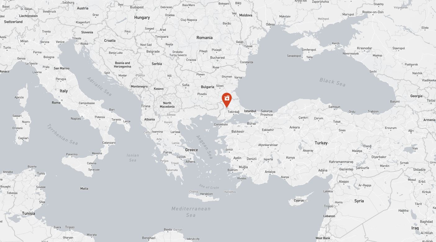 Project location marked on a map showing a section of Europe