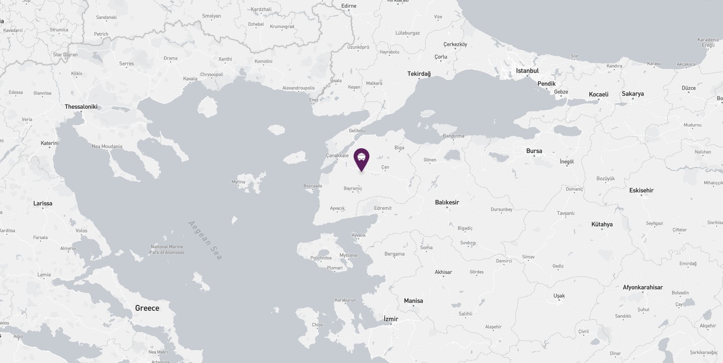 Project location marked on a map showing a section around the Aegean Sea