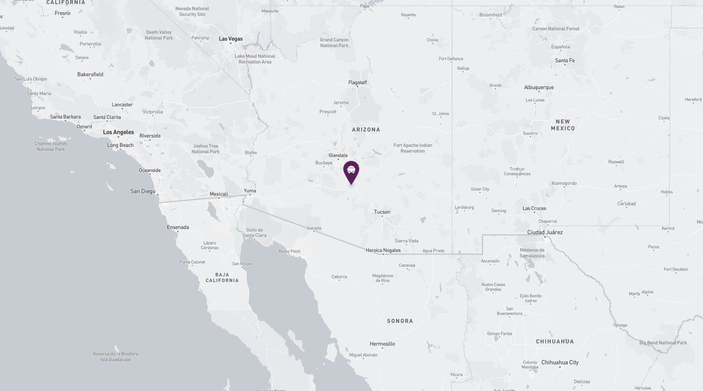 Project location marked on a map showing a section of the southwestern United States