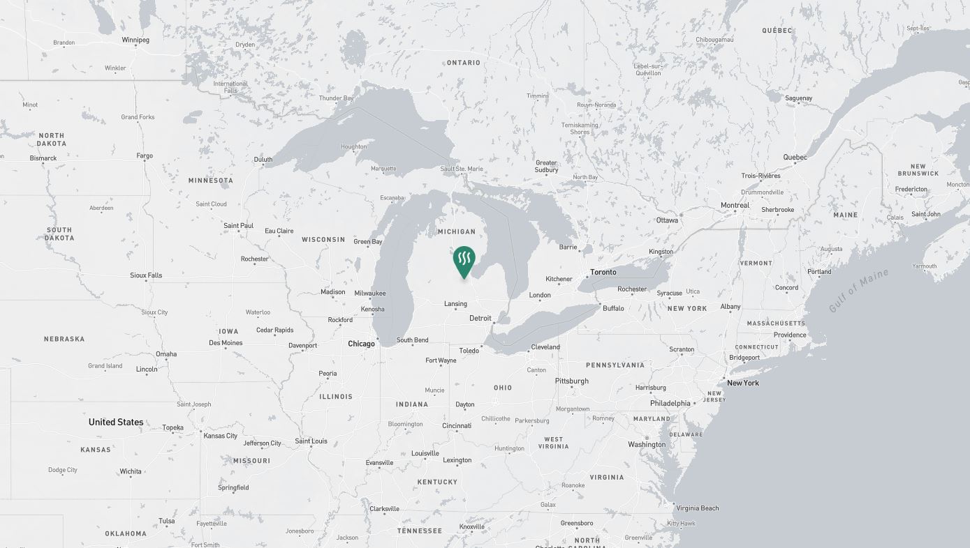 Project location marked on a map showing a section of central eastern North America