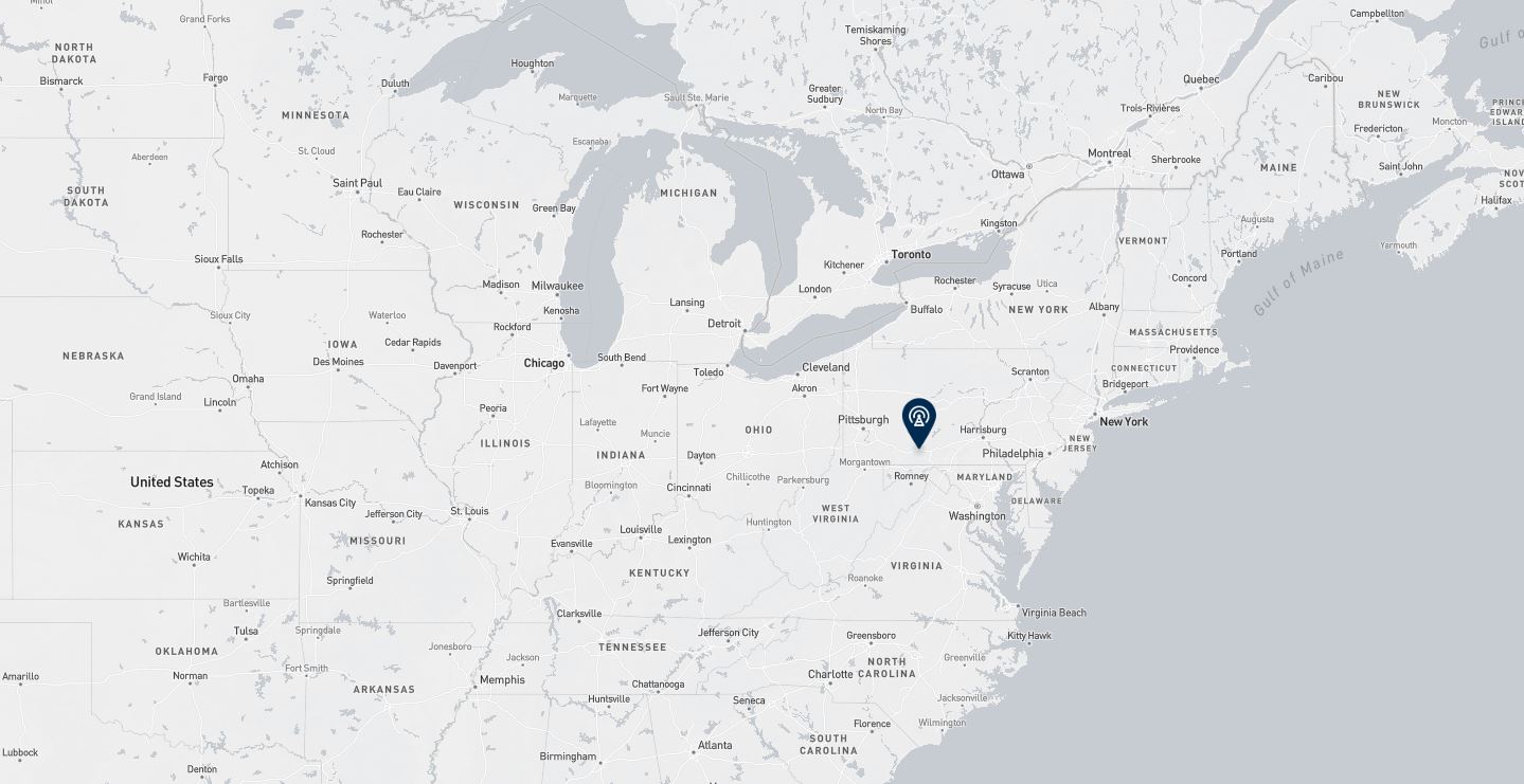 Project location marked on a map showing a section of the eastern United States