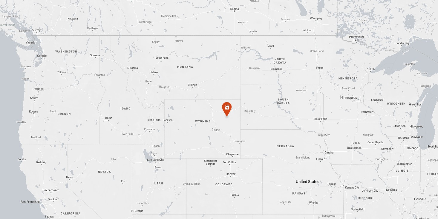 Project location marked on a map showing a section of the central United States