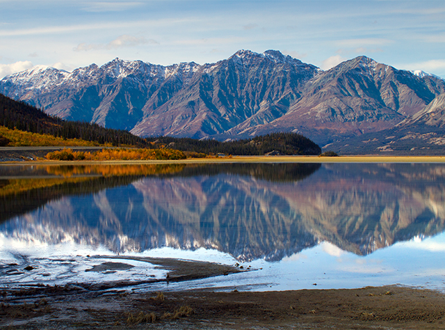 A lake and mountains